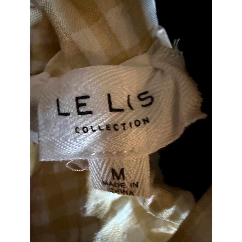 Le Lis Collection Yellow Gingham Smocked Midi Dress Ruffle Back Tie Womens M - Picture 3 of 3